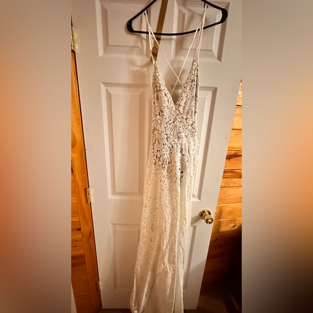 Lulus Love of Details White Lace Backless Maxi Dress